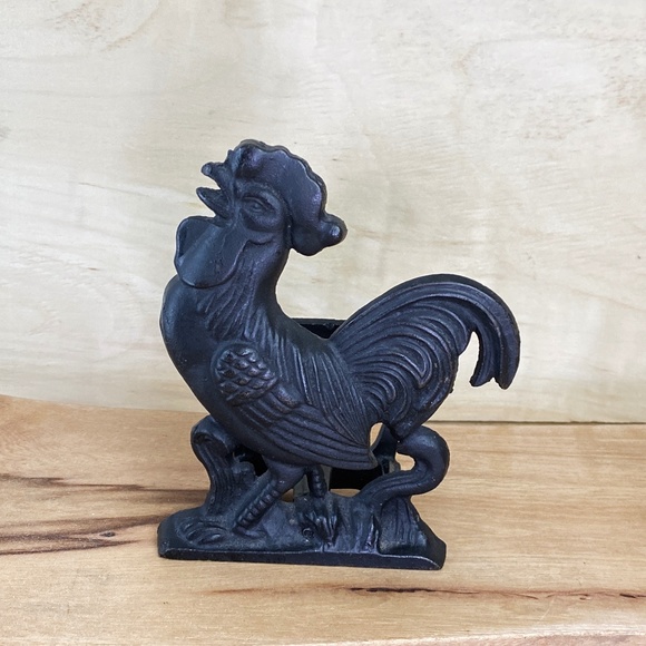 Kitchen Vintage Cast Iron Rooster Chicken Napkin Holder Black Poshmark